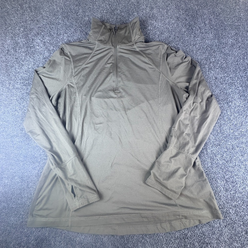 Lukka Lux Top Womens Large Olive Green Quarter Zip Mock Neck Pullover Thumbhole
